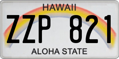 HI license plate ZZP821