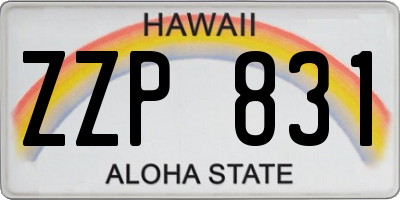 HI license plate ZZP831