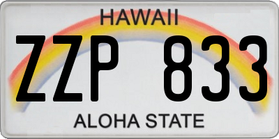 HI license plate ZZP833