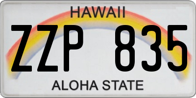 HI license plate ZZP835