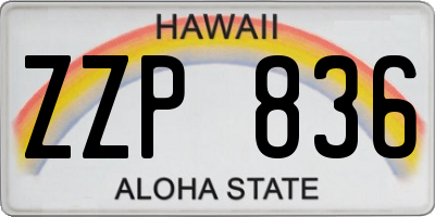 HI license plate ZZP836