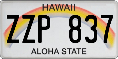 HI license plate ZZP837