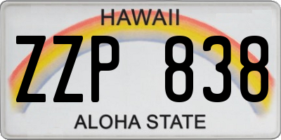 HI license plate ZZP838