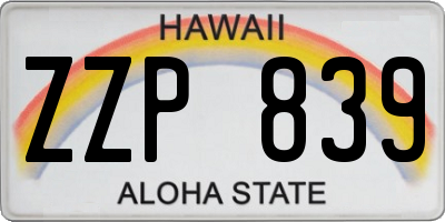 HI license plate ZZP839