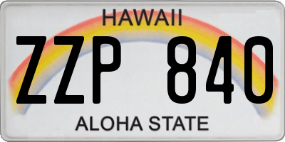 HI license plate ZZP840