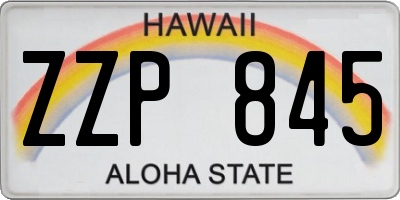 HI license plate ZZP845