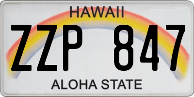 HI license plate ZZP847