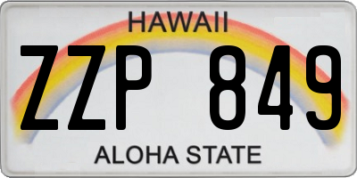 HI license plate ZZP849