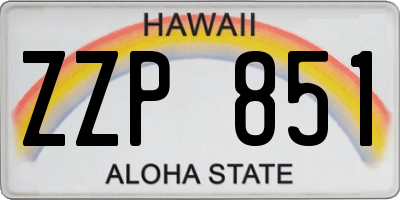 HI license plate ZZP851