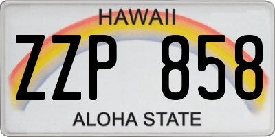 HI license plate ZZP858