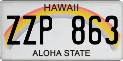 HI license plate ZZP863