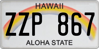 HI license plate ZZP867