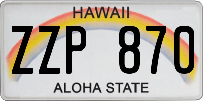 HI license plate ZZP870