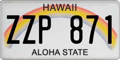 HI license plate ZZP871