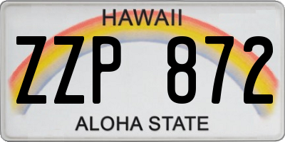 HI license plate ZZP872