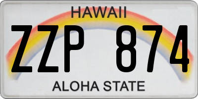 HI license plate ZZP874