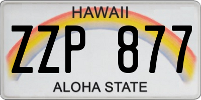 HI license plate ZZP877