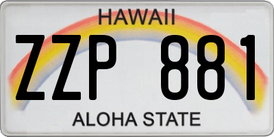 HI license plate ZZP881