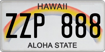 HI license plate ZZP888