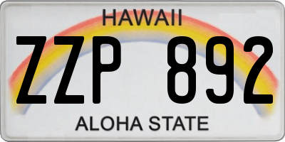 HI license plate ZZP892