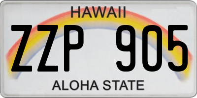 HI license plate ZZP905