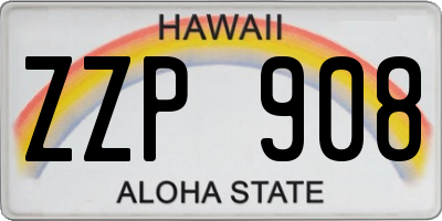 HI license plate ZZP908