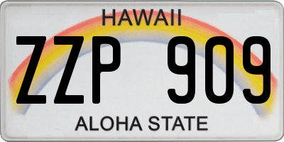 HI license plate ZZP909