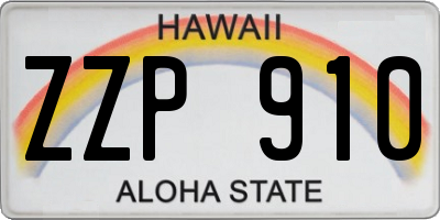 HI license plate ZZP910