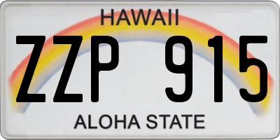 HI license plate ZZP915