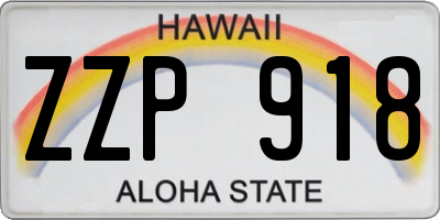 HI license plate ZZP918