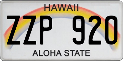 HI license plate ZZP920