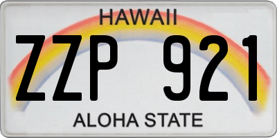 HI license plate ZZP921