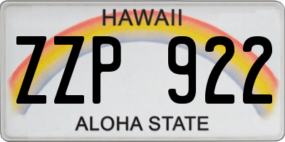 HI license plate ZZP922