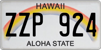 HI license plate ZZP924