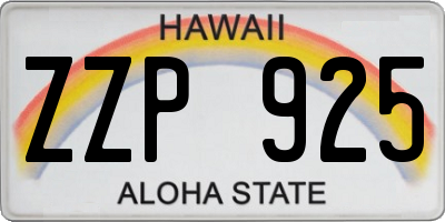 HI license plate ZZP925