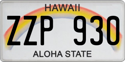 HI license plate ZZP930