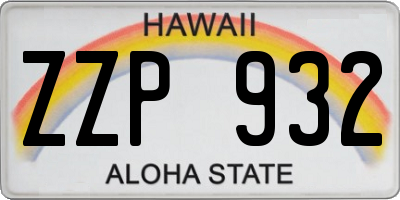 HI license plate ZZP932