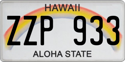 HI license plate ZZP933