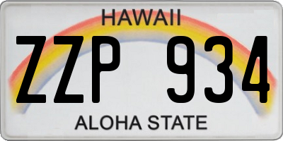 HI license plate ZZP934