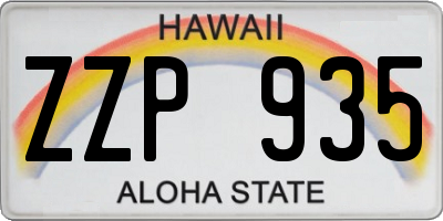 HI license plate ZZP935