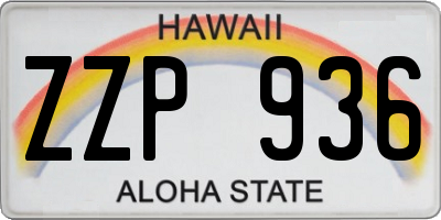 HI license plate ZZP936