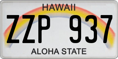 HI license plate ZZP937