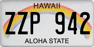 HI license plate ZZP942