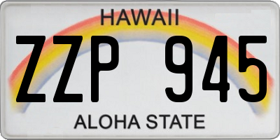 HI license plate ZZP945