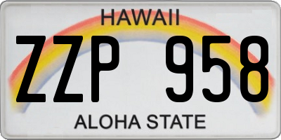 HI license plate ZZP958