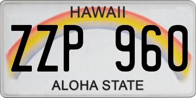 HI license plate ZZP960