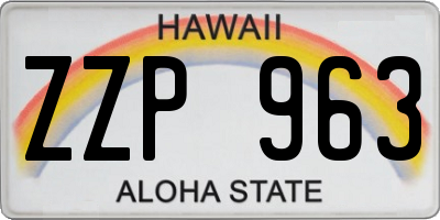 HI license plate ZZP963