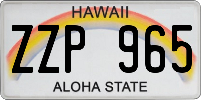 HI license plate ZZP965