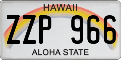 HI license plate ZZP966