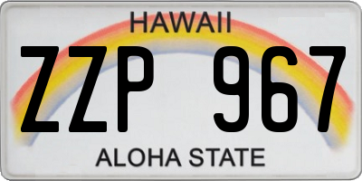 HI license plate ZZP967